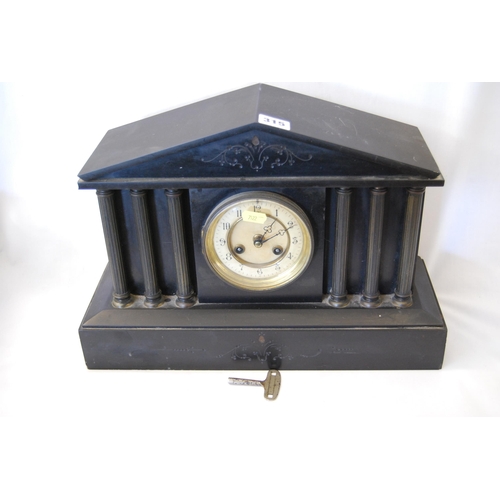 315 - VICTORIAN BLACK SLATE TEMPLE CLOCK