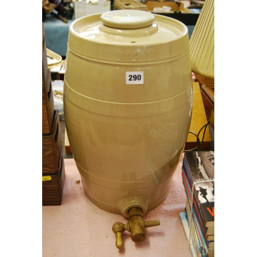 290 - 4 GALLON STONEWARE BARREL WITH TAP & LID