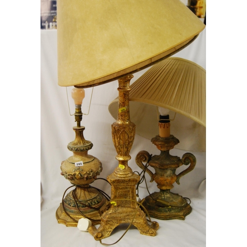 295 - 3 VARIOUS TABLE LAMPS