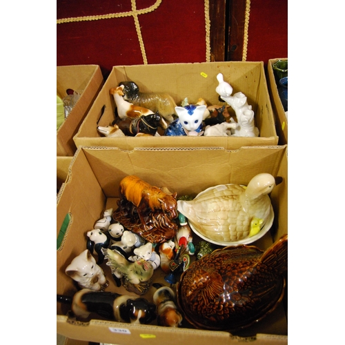 330 - 2 BOXES OF MISCELLANEOUS INCLUDING 2 CHICKEN EGG BASKETS, AND ANIMAL FIGURES