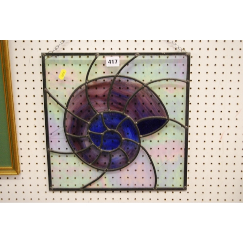 417 - STAINED GLASS LEADED LIGHT PANEL