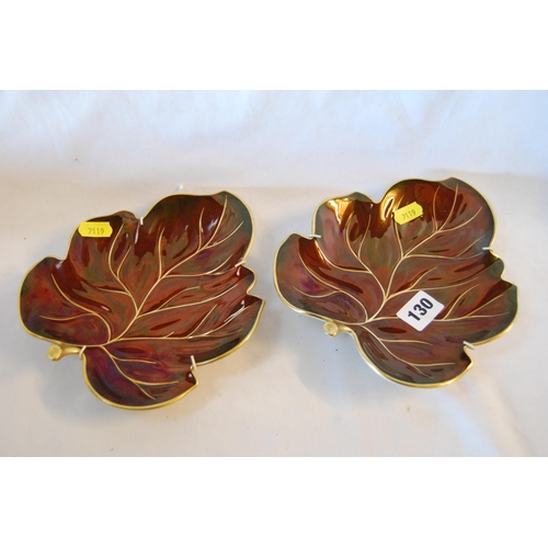 130 - 2 CARLTONWARE LEAF SHAPED ROUGE ROYALE DISHES