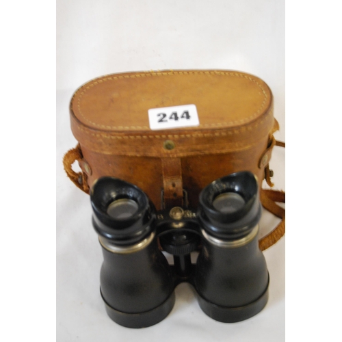 244 - PAIR OF CHEVALIER BINOCULARS IN LEATHER CASE