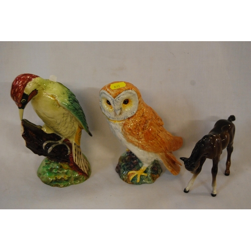 39 - BESWICK GREEN WOODPECKER, BARN OWL & PONY