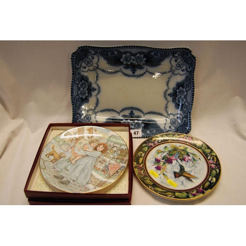 47 - 2 FRANKLIN MINT ROYAL DOULTON HUMMINGBIRD PLATES, 2 ROYAL WORCESTER 