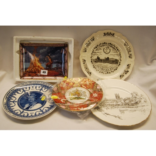 49 - 6 VARIOUS COMMEMORATIVE PLATES, ETC