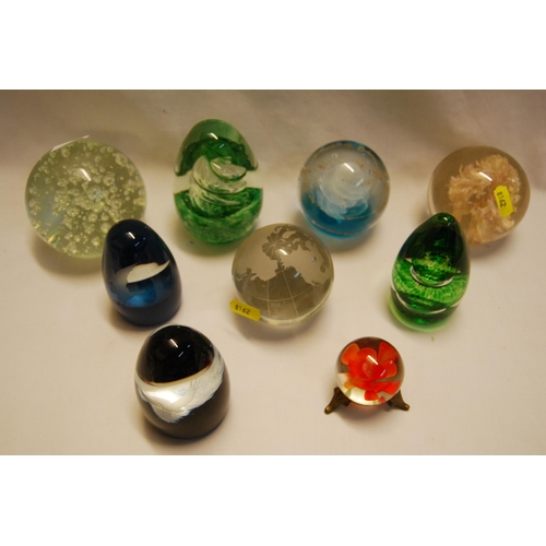 60 - 9 VARIOUS GLASS PAPERWEIGHTS