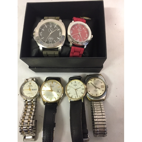 456 - SEIKO AUTOMATIC GENTS WRISTWATCH, PAIR OF LADIES AND GENTS COTTON TRADERS WRISTWATCHES, NIMROD AUTOM... 