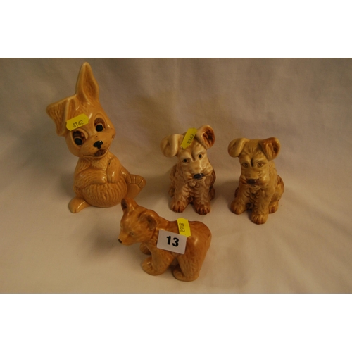 13 - 2 BROWN SYLVAC TERRIERS, RABBIT & BEAR