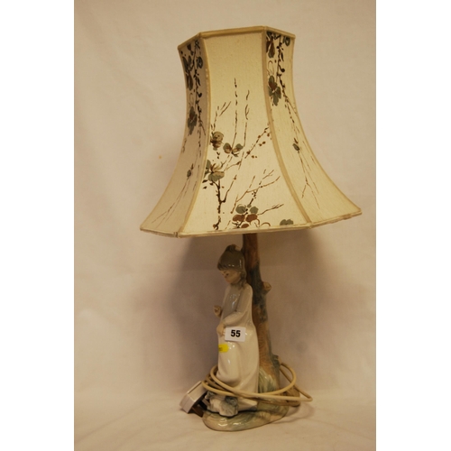 55 - ZAPHIR PORCELAIN TABLE LAMP IN THE FORM OF GIRL WITH PUPPY