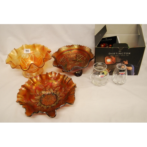 56 - 3 VINTAGE CARNIVAL GLASS BOWLS