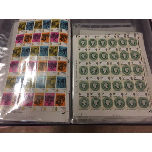 417 - ALBUM OF SHEETS OF UNUSED BRITISH POSTAL STAMPS