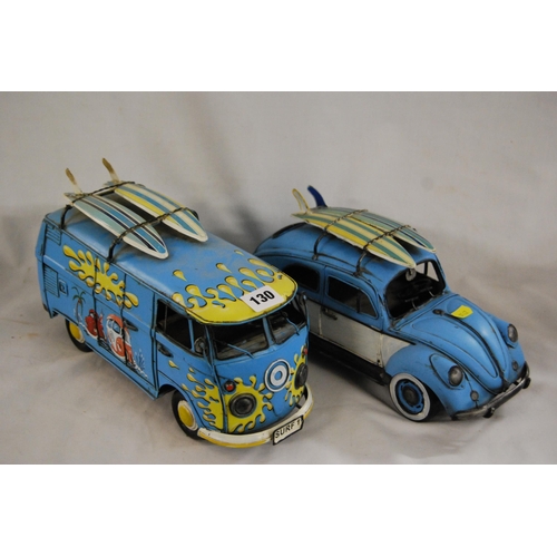 130 - TINPLATE VW CAMPERVAN & VW BEETLE