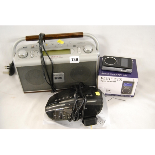 139 - ROBERTS RD27 RADIO, ROBERTS SPORTS DAB RADIO AND ROBERTS RADIO ALARM CLOCK