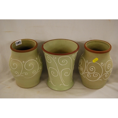 141 - 3 DENBY STUDIO POTTERY VASES