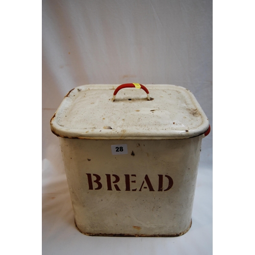 28 - VINTAGE CREAM ENAMEL BREAD BIN