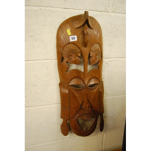 52 - AFRICAN CARVED HARDWOOD FACE MASK