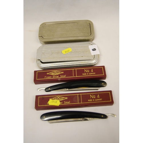 6 - 2 ROLLS RAZORS AND 2 LESTRAL NO 4 CUT THROAT RAZORS