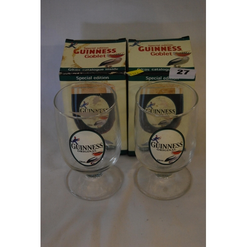 27 - 2 SPECIAL EDITION GUINESS GOBLETS IN ORIGINAL BOXES