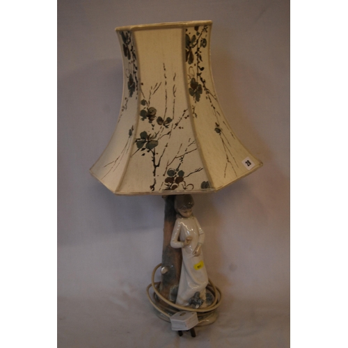 28 - SPANISH PORCELAIN TABLE LAMP & SHADE