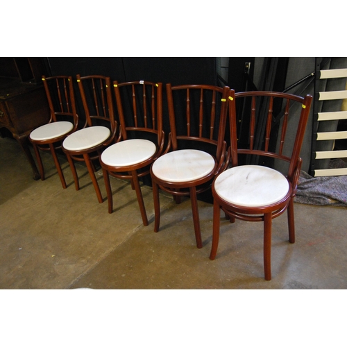 413 - 5 BENTWOOD CHAIRS WITH MARBLE SEATS