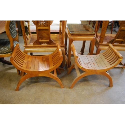 415 - PAIR OF ORIENTAL TEAK 