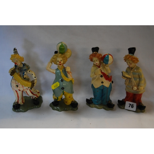 76 - 4 MODERN CLOWN ORNAMENTS