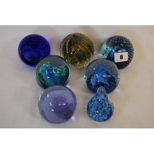 8 - 5 VARIOUS CAITHNESS PAPERWEIGHTS AND 2 OTHERS