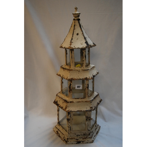 87 - DISTRESSED METAL PAGODA LANTERN