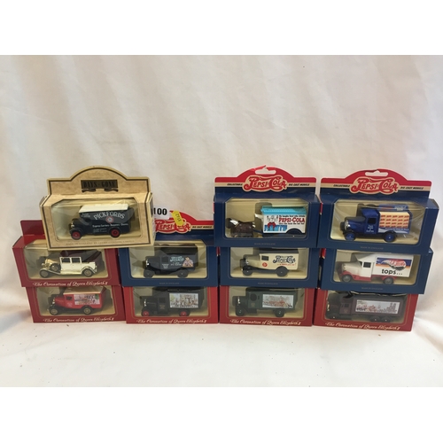 100 - 5 BOXED LLEDO GOD SAVE THE QUEEN VEHICLES, 5 BOXED PEPSI-COLA VEHICLES AND 1 DAYS GONE PICKFORDS VEH... 