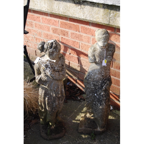 758 - 2 STONEWARE GARDEN FIGURES