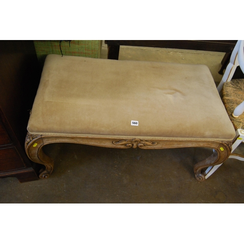 560 - FRENCH NATURAL OAK WINDOW SEAT ON CABRIOLE LEGS