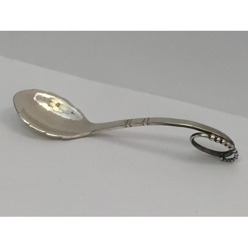 330 - GEORG JENSEN SILVER CREAM AND SUGAR WITH RIBBED & BALL DECORATION, DOUBLE SILVER WIRE LOOPED HANDLES... 