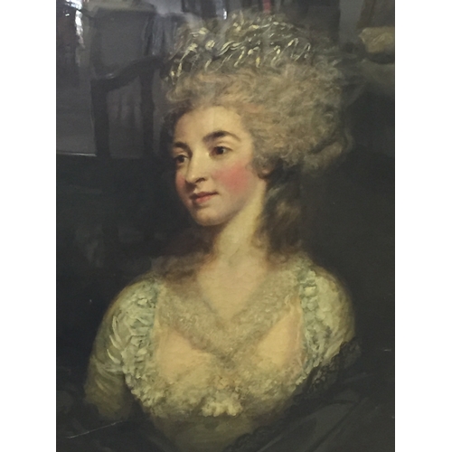 473 - 19TH CENTUTRY OIL PORTRAIT OF A LADY IN LACE DRESS, IN EMBOSSED GILT FRAME, 61CM X 75CM