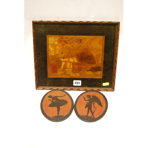 151 - VINTAGE MARQUETRY PLAQUE 