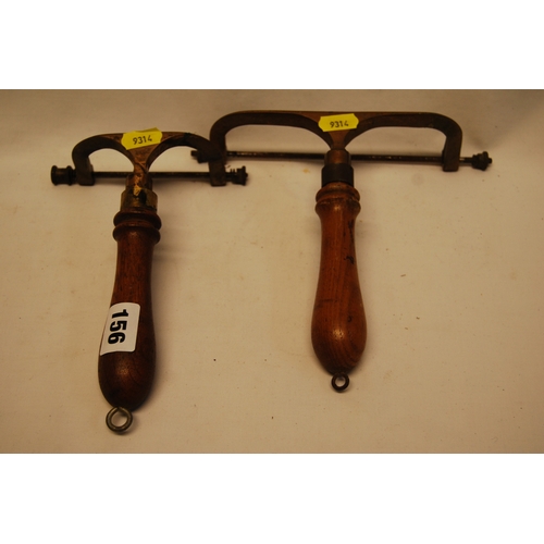 156 - TWO 19TH CENTURY BRASS PRINT MAKING ROLLERS WITH TURNED WOOD HANDLES