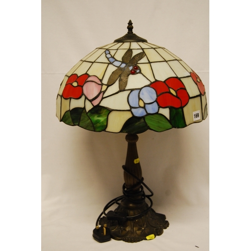 169 - REPRODUCTION TIFFANY STYLE DRAGONFLY TABLE LAMP