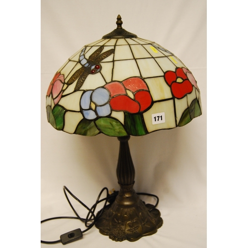 171 - REPRODUCTION TIFFANY STYLE DRAGONFLY TABLE LAMP