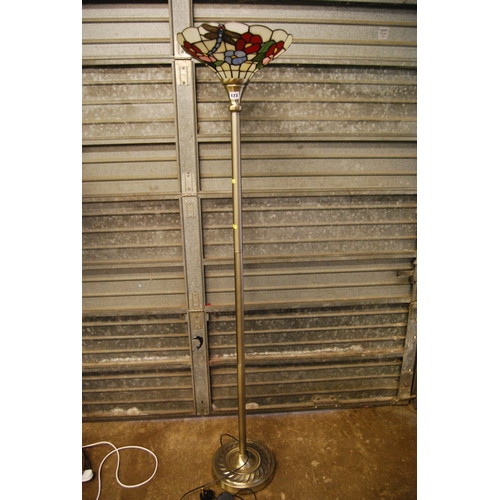 173 - MODERN UPLIGHT WITH TIFFANY STYLE DRAGONFLY LAMPSHADE