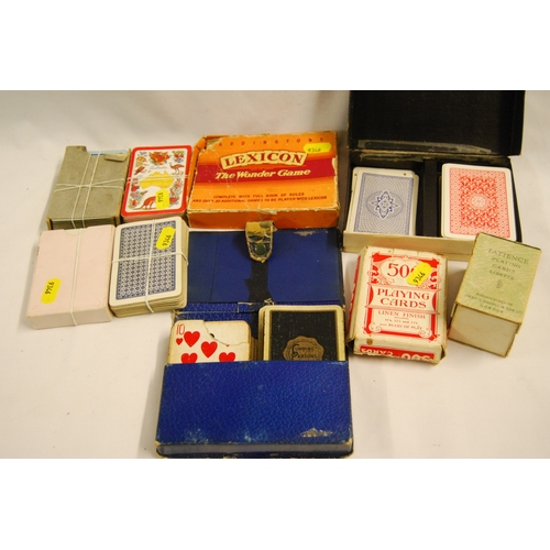 183 - 9 PACKS OF PLAYING CARDS & SET OF PATIENCE PLAYING CARDS