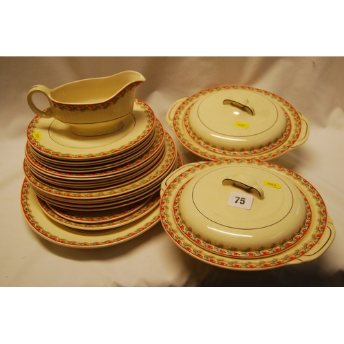 75 - ART DECO WOODS IVORY WARE PART DINNER SERVICE (25 PIECES)
