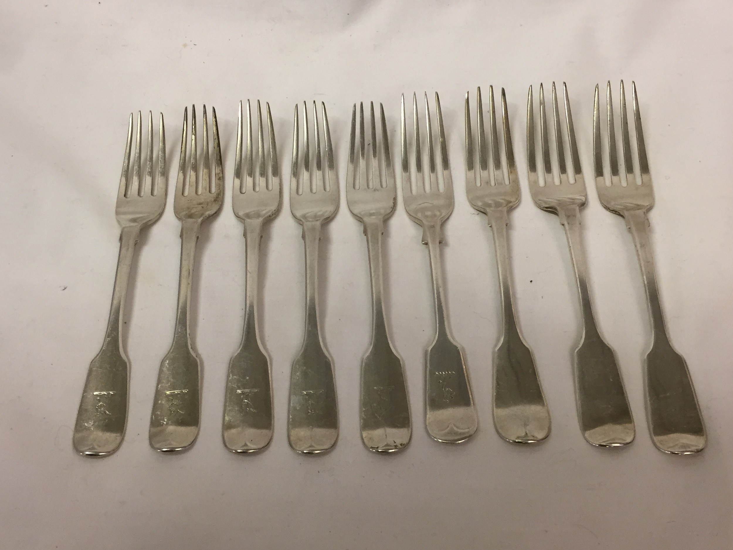 9 SILVER SERVING SPOONS, EDINBURGH 1812 WILLIAM HANNAY (3.5ozs)