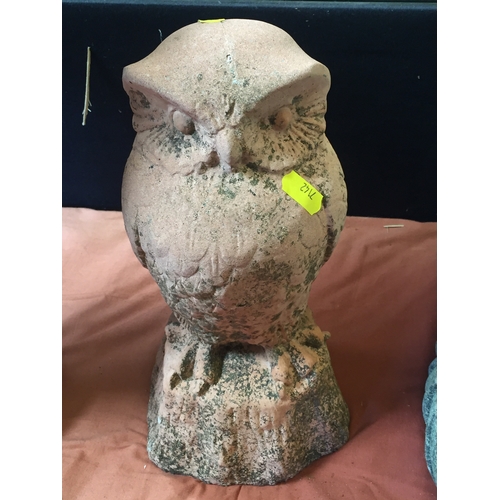835 - PAINTED STONEWARE OWL