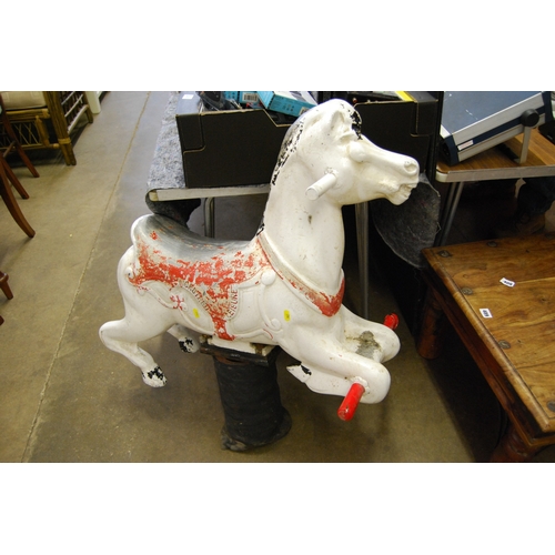 548 - VINTAGE CAST IRON PLAYGROUND BOUNCY HORSE IMPRESSED WICKSTEED LEISURE