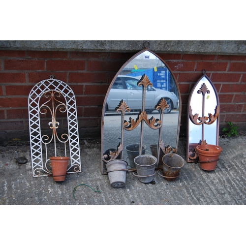562 - 3 VARIOUS MIRRORS WITH PLANT POT HOLDERS