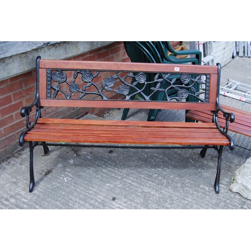 563 - SLATTED IRON FRAMED GARDEN BENCH
