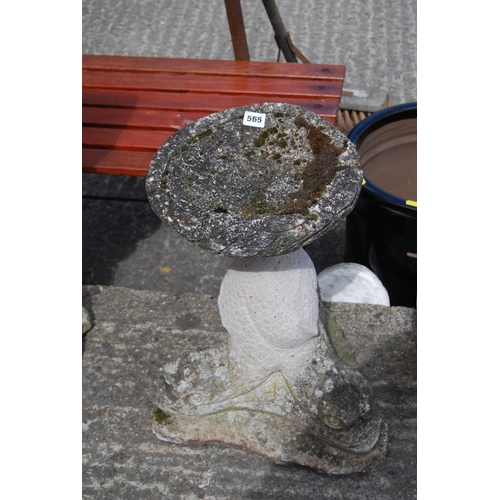565 - STONEWARE DOLPHIN BIRD BATH