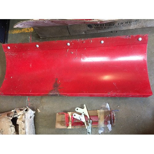 549 - WHEEL HORSE C-145 EIGHT SPEED GARDEN TRACTOR WITH GRADER BLADE, SNOW/DOZER BLADE, MOLDBOARD PLOUGH &... 