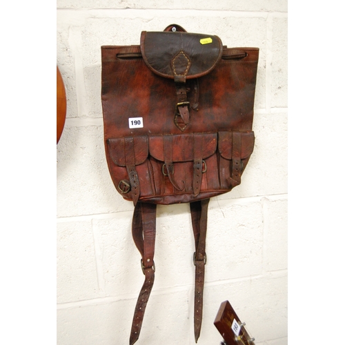 190 - VINTAGE LEATHER RUCKSACK WITH 3 POCKETS
