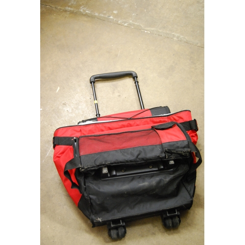 223 - RED CANVAS SHOPPING TROLLEY